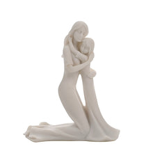Load image into Gallery viewer, Kneeling Mother &amp; Daughter Embrace White Portrait Figurine
