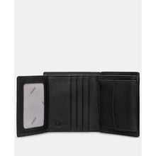 Load image into Gallery viewer, Black Two Fold Leather Wallet with Coin Pocket By Yoshi (ID window)
