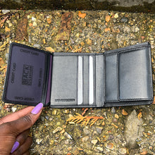 Load image into Gallery viewer, Gents Small Leather Wallet with Coin Pocket By Black Leather (fully open)
