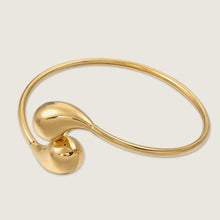 Load image into Gallery viewer, Flexible 18K Gold Plated Tear Drop Bangle (side)
