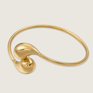 Flexible 18K Gold Plated Tear Drop Bangle (side)