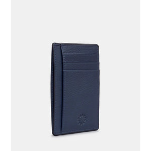 Navy Leather Card Holder with ID Window by Yoshi (side)