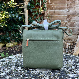 Green Crossbody Bag with Front Zip Pocket (back)