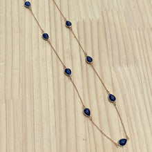 Load image into Gallery viewer, Gold &amp; Lapis &#39;Venus&#39; Semi-Precious Stone Long Necklace
