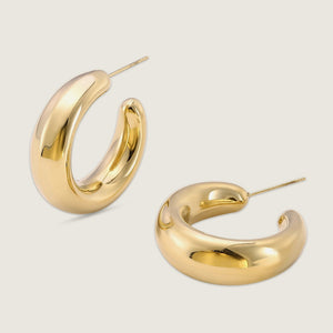 Chunky 18K Gold Plated Stainless Steel Hoop Earrings