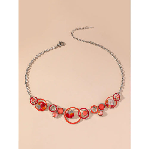 Red Circle Geo Colourful Necklace
