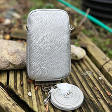 Load image into Gallery viewer, Silver Single Zip Phone Bag By David Jones (back)
