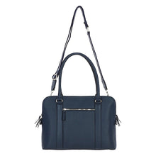 Load image into Gallery viewer, Navy Triple Section Leather &#39;Corinna&#39; Handbag (back)
