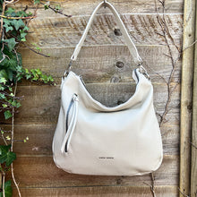 Load image into Gallery viewer, Ivory Large Soft Front Zip Pocket &#39;Sari&#39; Shoulder Bag
