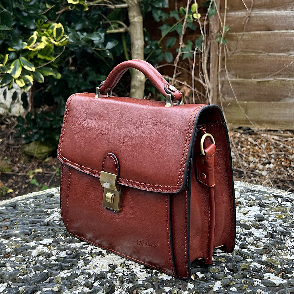 Small tan leather handbag online