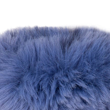 Load image into Gallery viewer, Navy/Cornflower Blue Ladies Velour-Lined Faux Suede Gloves with Faux Fur Cuffs (faux fur)
