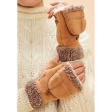 Load image into Gallery viewer, Camel Mittens Turn Fingerless Gloves By Powder (on model)
