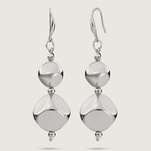 Lightweight Silver Plated Double Cube Drop Earrings