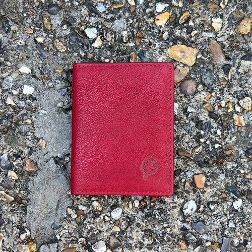 Red Leather Credit Card Holder By 'Oak' | 8 Card Slots (closed)