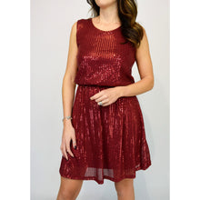 Load image into Gallery viewer, Wine Puff Body Sequin Dress
