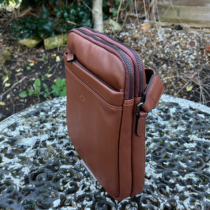 Soft Caramel Italian Leather Crossbody Bag (side)