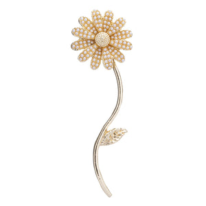 Gold Flower with Faux Pearl Pin Brooch