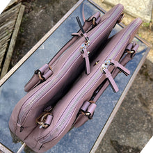 Load image into Gallery viewer, Woodrose Triple Section Leather &#39;Corinna&#39; Handbag (top view)

