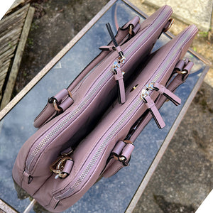 Woodrose Triple Section Leather 'Corinna' Handbag (top view)