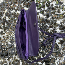 Load image into Gallery viewer, Purple &#39;Abigail&#39; Classic Leather Clutch/Shoulder Bag (open)
