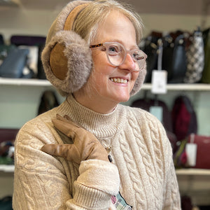 Fluffy Tan & Mocha Suedette Earmuffs