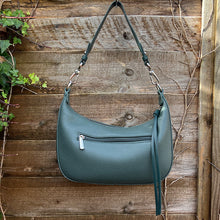 Load image into Gallery viewer, Dark Green &#39;Matilda&#39; Scoop Shoulder/Crossbody Bag (back)
