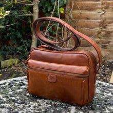 Load image into Gallery viewer, Honey Tan &#39;Ash&#39; Leather Messenger Bag (front)
