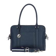 Load image into Gallery viewer, Navy Triple Section Leather &#39;Corinna&#39; Handbag (front)
