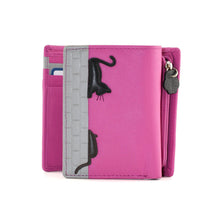 Load image into Gallery viewer, Pink Leather Cat &amp; Mouse Tri Fold Purse (coin zip)
