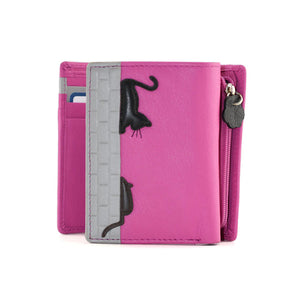 Pink Leather Cat & Mouse Tri Fold Purse (coin zip)