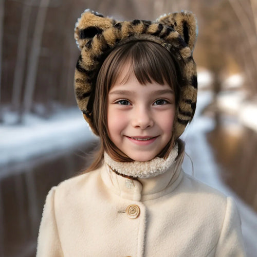 Tiger Print Bear Ear Headband/Muffs