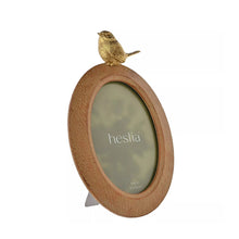 Load image into Gallery viewer, Golden Bird Oval Wood Effect 4&quot; x 6&quot; Photo Frame (side)
