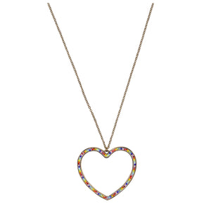Gold Multi Colour Heart Long Necklace