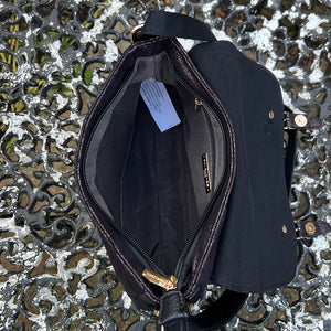 Black Metallic Satchel Bag