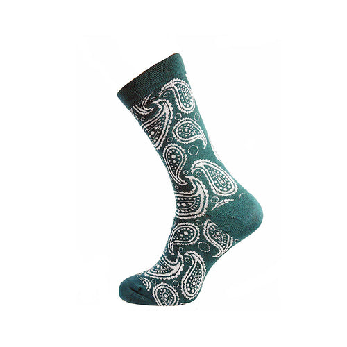 Luxurious Men’s Bamboo Socks | Green Paisley