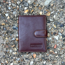 Load image into Gallery viewer, Brown Leather Credit Card Holder with Tab (closed)
