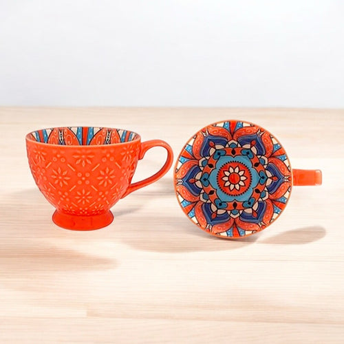 Orange Footed Striking Bohemian Style Tuscany Mug