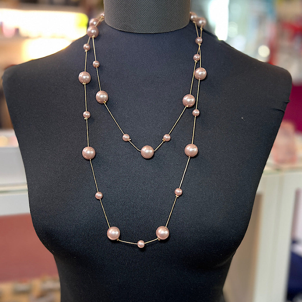 Layered Lilac Faux Pearl Necklace