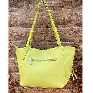 Mustard Green Casual Everyday Shoulder Bag with Asymmetrical Front Pockets