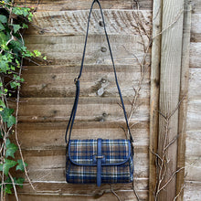 Load image into Gallery viewer, Navy Tartan Look Satchel Bag (hanging)
