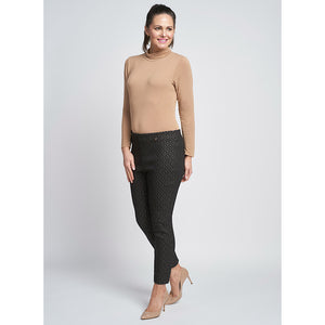 Buttercup Slim Chain Detail Ankle Grazer with Back Slip Trousers (modelled)