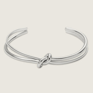 White Gold Plated Stainless Steel Knot Bangle