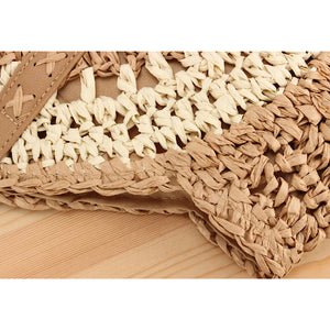 Brown Large Woven Straw Effect 'Evil Eye' Shoulder Bag (close up)