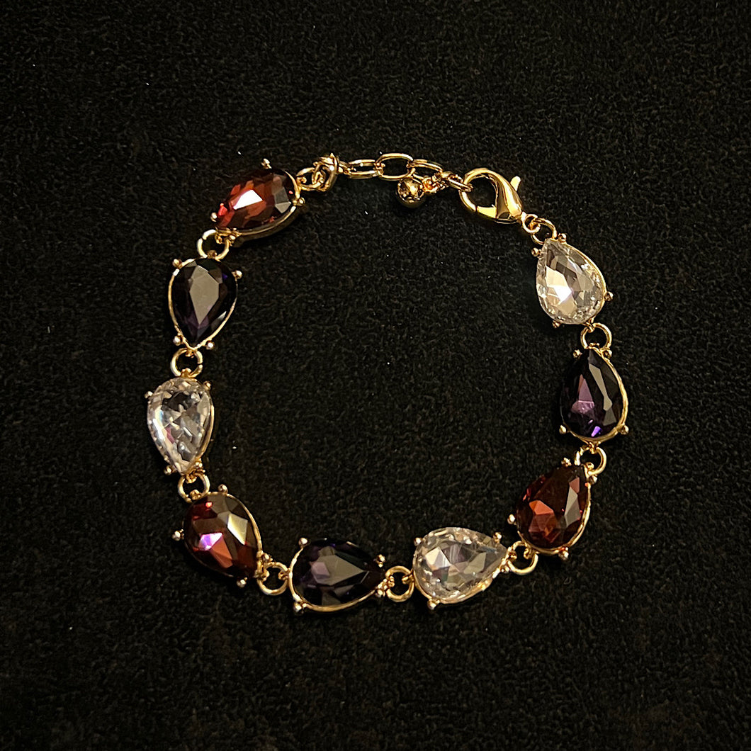 Amethyst Multi 'IRIS' Crystal Drop Statement Bracelet