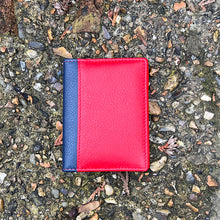 Load image into Gallery viewer, Red &amp; Navy Soft Leather Credit Card Holder (closed)
