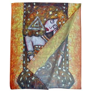 Impressionist Style Egyptian Goddess Print Silk Scarf (fold)