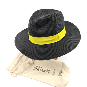 Black & Yellow Panama Foldable Hat (on stand)