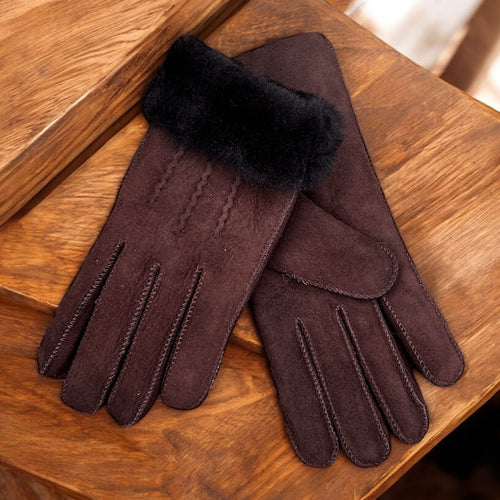 Coffee Sheepskin Gloves (turned)