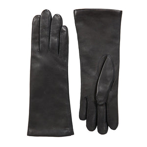 Ladies Black Cashmere Lined Leather Gloves By Dents (back/front)