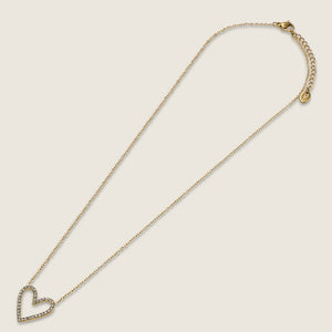 18K Gold Plated Diamante Stainless Steel Heart Necklace